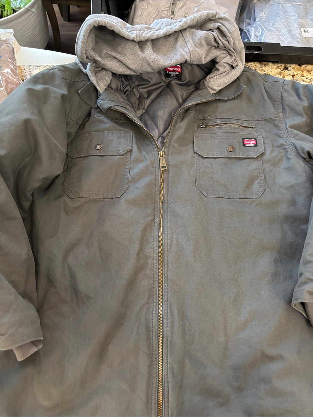 Wrangler Workwear Olive Green Hooded Field Jacket